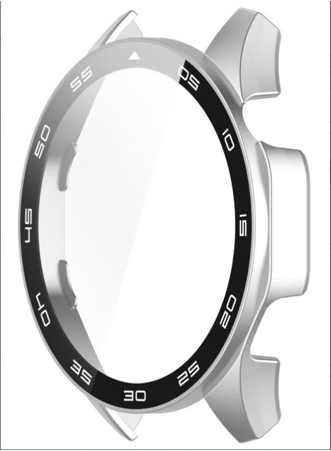 حافظة ساعة هواوي GT 4 مقاس 46 مم مع واقي شاشة من الزجاج المقوى 9H، تصميم فريد من نوعه، غطاء صلب مقاوم للماء من البولي كربونات، ملحقات تغطية كاملة حساسة للمس مع مقياس لساعة هواوي GT4 مقاس 46 مم (فضي) - Image 3