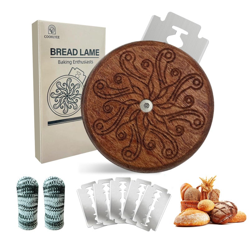 COOHLYEE Premium Hand Crafted Bread Lame Sourdough Scoring Tool - Sourdough Starter Kit and Wooden Sour Dough Tools with for Sourdough Slashing - Sourdough Bread Baking Supplies for Bread Baking Gifts - Image 1