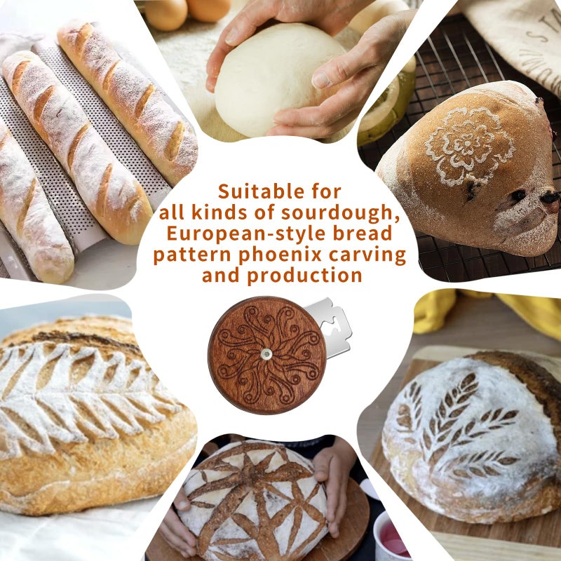 COOHLYEE Premium Hand Crafted Bread Lame Sourdough Scoring Tool - Sourdough Starter Kit and Wooden Sour Dough Tools with for Sourdough Slashing - Sourdough Bread Baking Supplies for Bread Baking Gifts - Image 3
