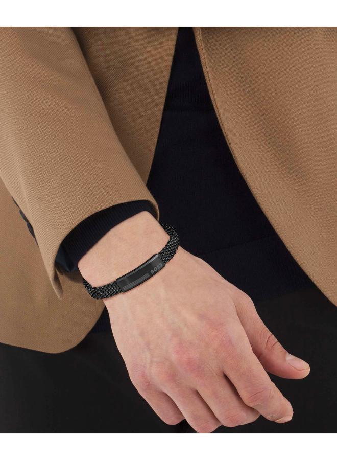 BOSS Alen Collection Mesh Bracelet For Men In Black Stainless Steel - 1580612 - Image 2