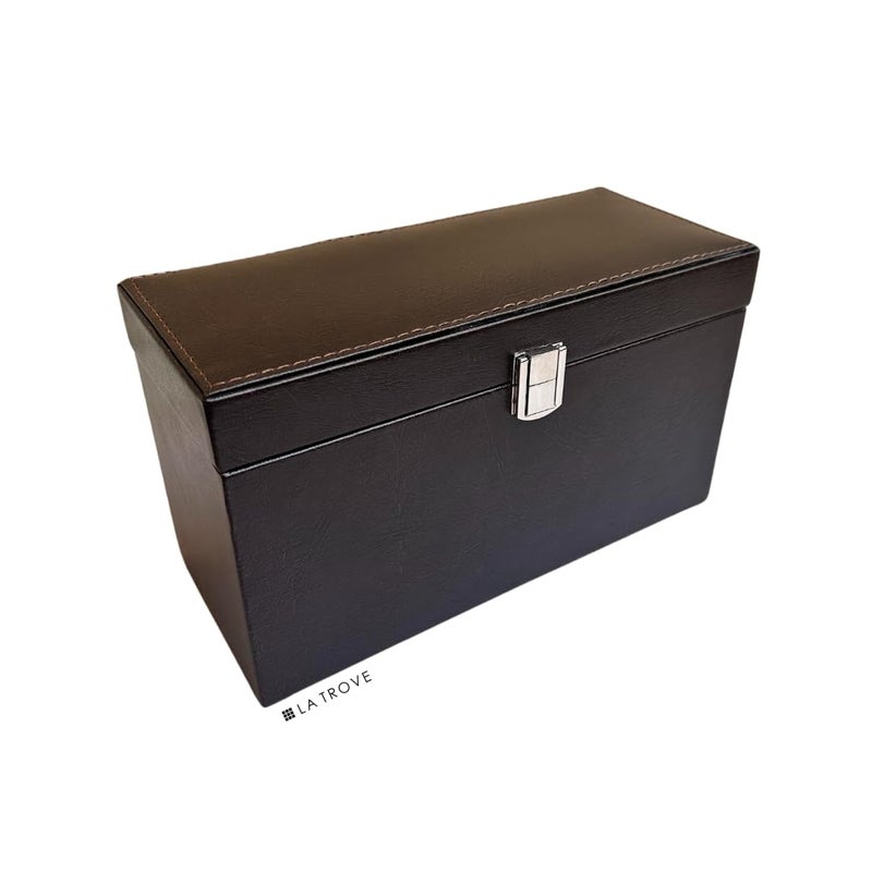 La Trove Premium 4 Slot Belt Organizer Box Closed for Belts Brown - Image 5