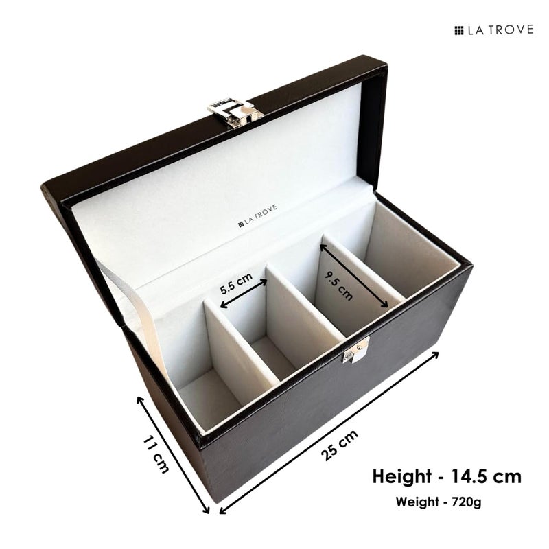 La Trove Premium 4 Slot Belt Organizer Box Closed for Belts Brown - Image 3