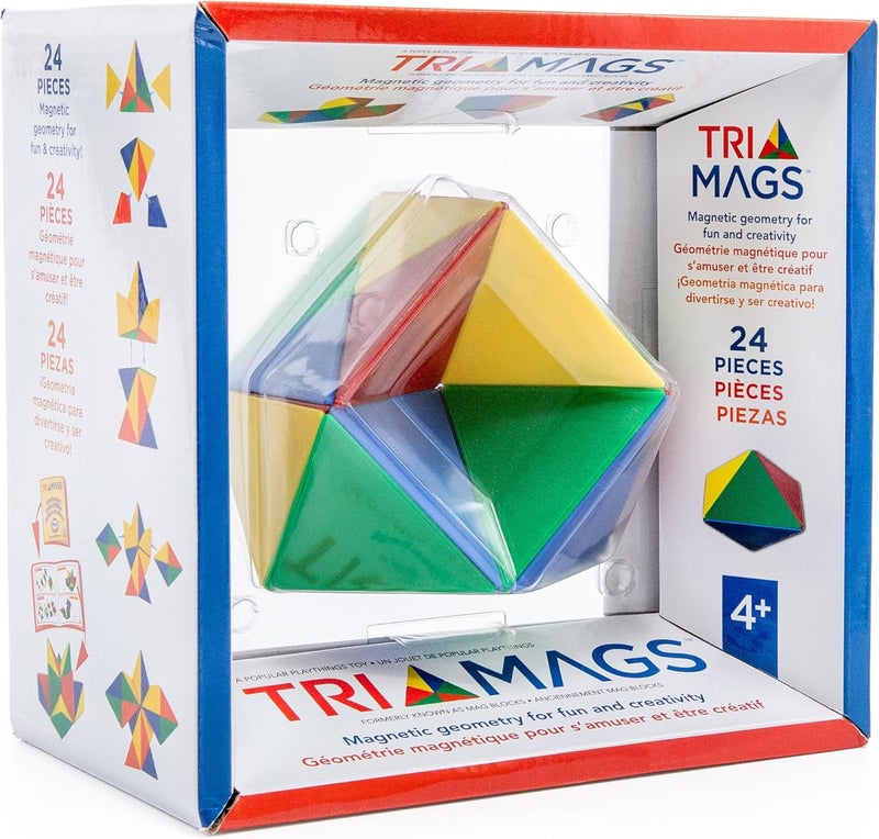 Popular Playthings Tri-Mags 24-Piece Magnetic Building Set for Kids - Image 1