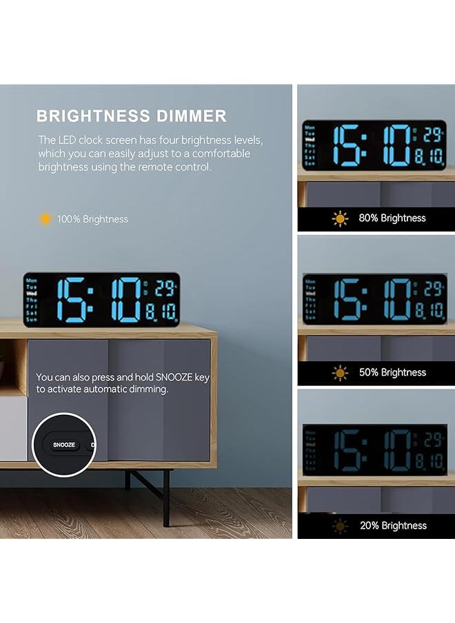 Digital Wall Clock Large Display 32Cm Large Digital Wall Clock With Led Digital Clock Automatic Brightness Dimmer Big Clock With Date Week Temperaturewith Remote Control Grledqzo
