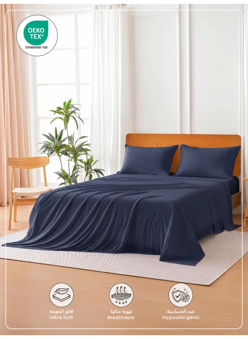 Donetella 200 X 200 Cm 4-Piece Super King Bed Sheet Set – Fits 200×200+35 cm – Ultra Soft Brushed Microfiber – Extra Deep Pocket, Secure Elastic All Around – 1 Flat Sheet, 1 Fitted Sheet & 2 Pillowcases, All-Season Comfort – Wrinkle & Fade Resistant, Hypoallergenic  | Best Price UAE