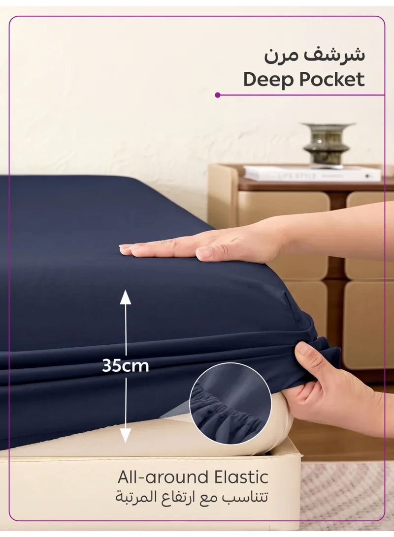 Donetella 200 X 200 Cm 4-Piece Super King Bed Sheet Set – Fits 200×200+35 cm – Ultra Soft Brushed Microfiber – Extra Deep Pocket, Secure Elastic All Around – 1 Flat Sheet, 1 Fitted Sheet & 2 Pillowcases, All-Season Comfort – Wrinkle & Fade Resistant, Hypoallergenic  | Best Price UAE