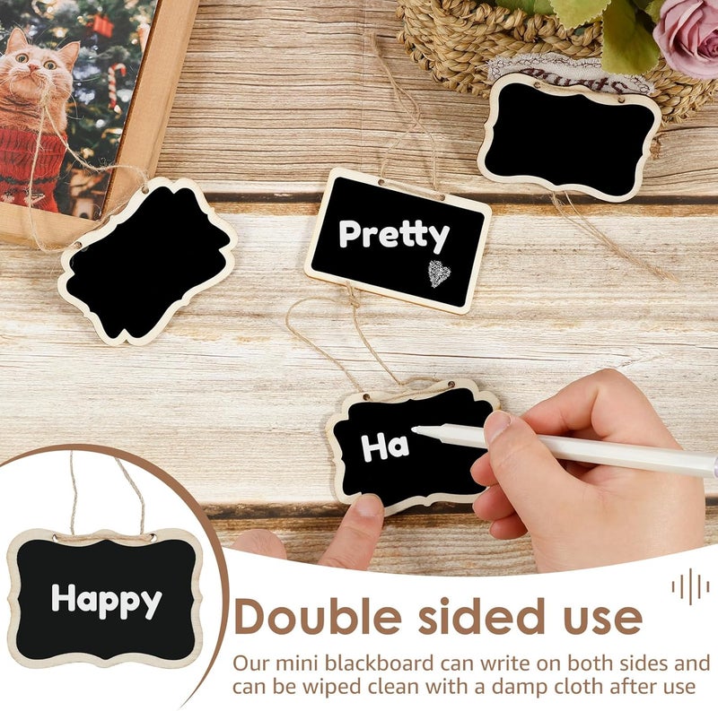 windforgecraft 60 Pcs Mini Chalkboard Tags, Wooden Chalkboard Signs, Wooden Hanging Chalkboard Labels, Message Board Signs, Massage Board Tags for Message Tags, Food Tags, Wedding Hanging Labels - Image 5