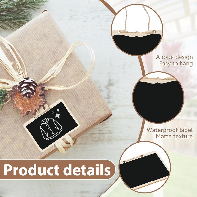 windforgecraft 60 Pcs Mini Chalkboard Tags, Wooden Chalkboard Signs, Wooden Hanging Chalkboard Labels, Message Board Signs, Massage Board Tags for Message Tags, Food Tags, Wedding Hanging Labels - Image 4