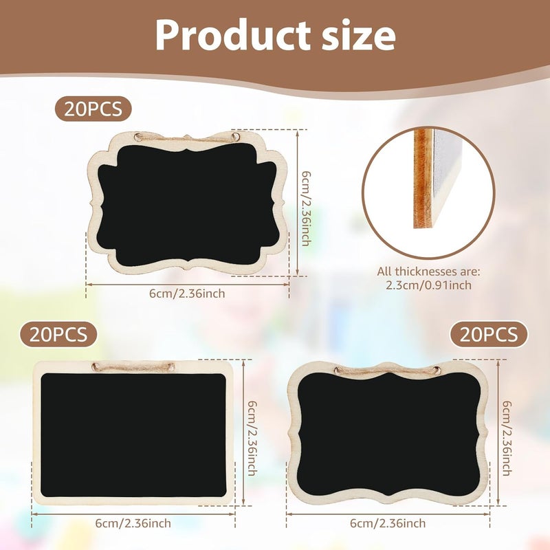 windforgecraft 60 Pcs Mini Chalkboard Tags, Wooden Chalkboard Signs, Wooden Hanging Chalkboard Labels, Message Board Signs, Massage Board Tags for Message Tags, Food Tags, Wedding Hanging Labels - Image 2