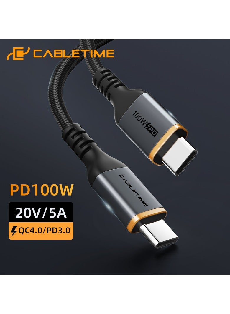 CABLETIME 100w Fast Charging USB-C to USB-C (1 Meters) Nylon Braided Cable with E-Marker chip, 20V/5A, Support QC4.0/PD3.0, (RoHS2, REACH, USB-IF) Compliance, 2-Years Warranty - pzsku/Z25A12E8699AD1433320EZ/45/_/1736769149/8bb9bbc6-e587-439d-98eb-ee8d7d983e89
