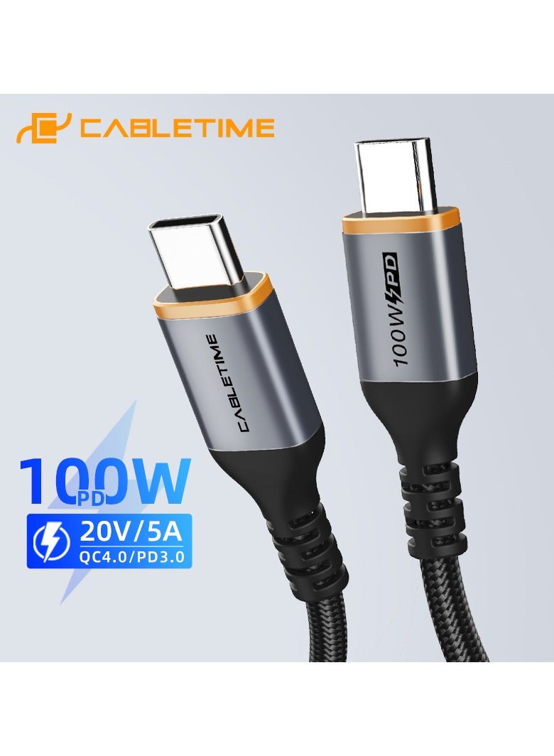 CABLETIME CABLETIME 100w Fast Charging USB-C to USB-C (1 Meters) Nylon Braided Cable with E-Marker chip, 20V/5A, Support QC4.0/PD3.0, (RoHS2, REACH, USB-IF) Compliance, 2-Years Warranty - Image 4