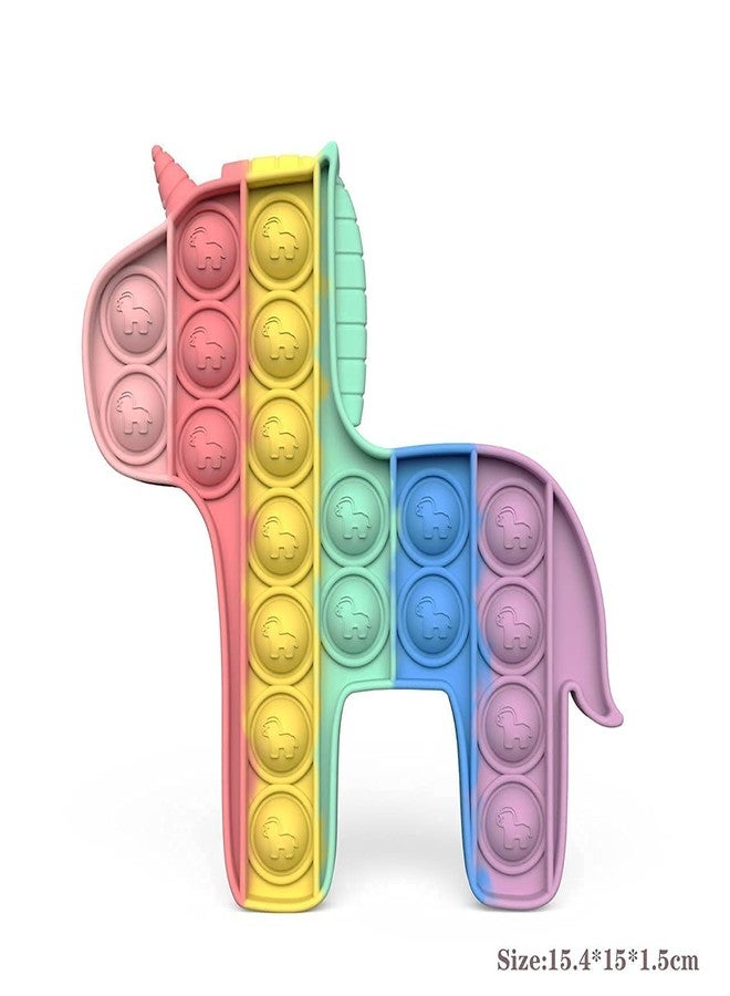 WISHKEY Soft Silicone Unicorn & Heart Shaped Colorful Rainbow Push Pop It Bubble Sensory Fidget Stress Relief Anti-Anxiety Satisfying Relaxing Toy for Kids and Adults (Pack of 2, Multicolor) - Image 2