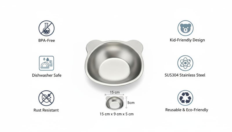 Clazkit Stainless Steel Micky Plate for Kids, Perfect for Small Meals, Snacks, or Mini Meals, Dinner Plates for Baby - Unbreakable Dinner Plates - Ideal for Birthday, Return Gifting - Tot Plate - Image 2