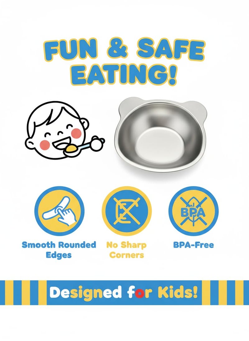 Clazkit Stainless Steel Micky Plate for Kids, Perfect for Small Meals, Snacks, or Mini Meals, Dinner Plates for Baby - Unbreakable Dinner Plates - Ideal for Birthday, Return Gifting - Tot Plate - Image 4