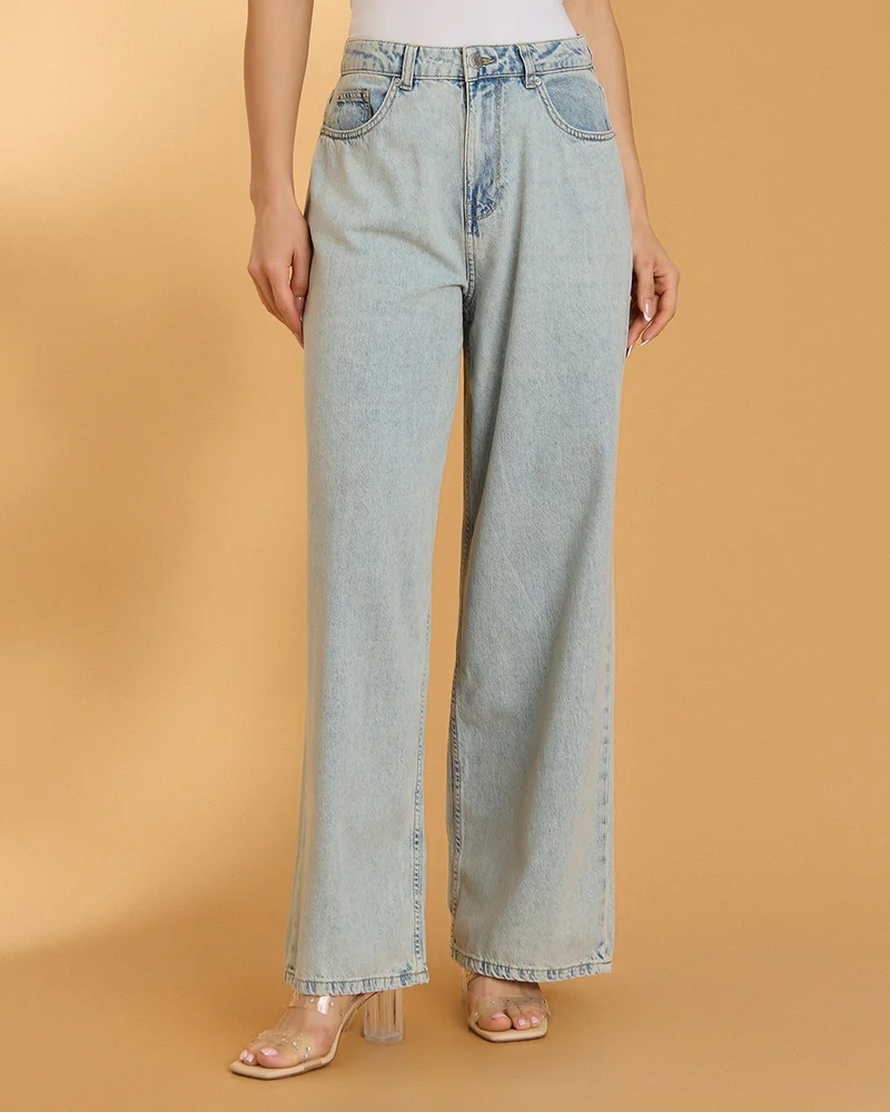 Redtag Women Blue Wide Leg Jeans