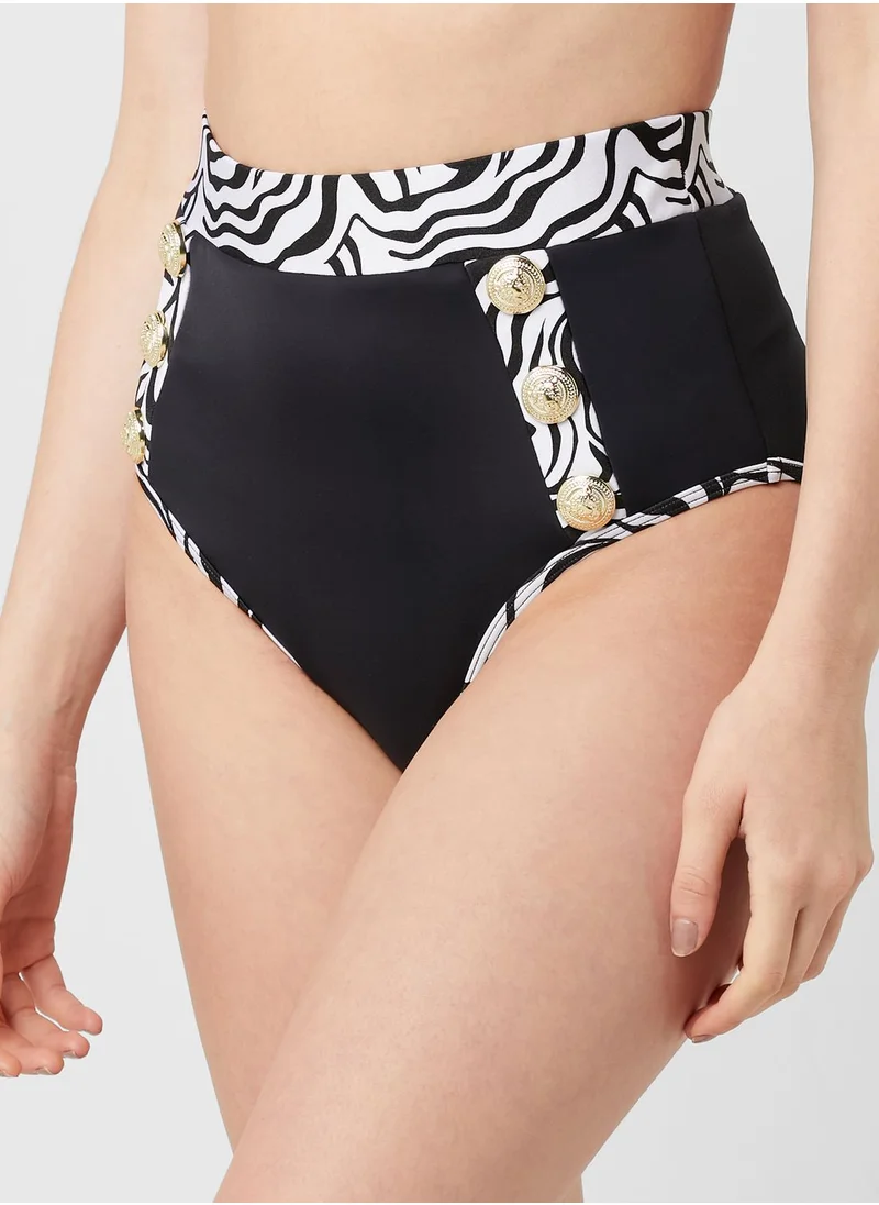 RIVER ISLAND Button Detail Printed Brief