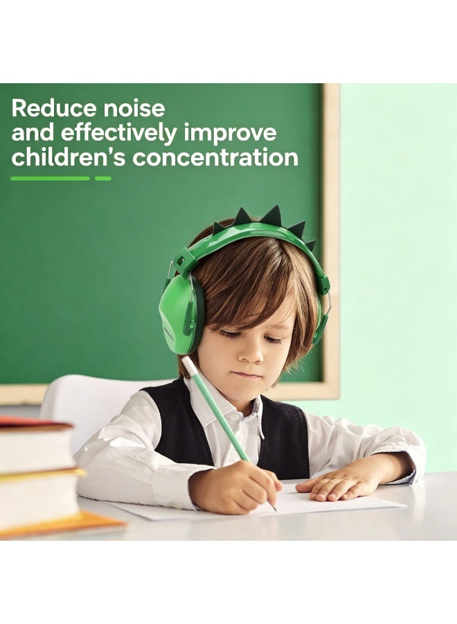 Kids Dinosaur Noise Cancelling Ear Muffs, Adjustable Hearing Protection Ear Defenders with Cute Spike Design, Comfortable PVC Earmuffs for Children 3-16 Years - Image 2