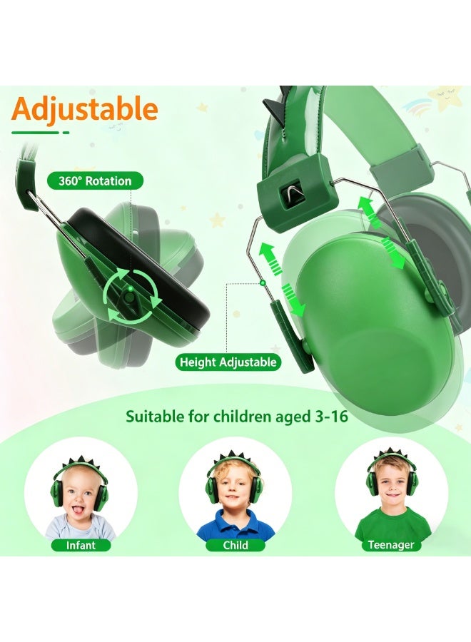 Kids Dinosaur Noise Cancelling Ear Muffs, Adjustable Hearing Protection Ear Defenders with Cute Spike Design, Comfortable PVC Earmuffs for Children 3-16 Years - Image 4