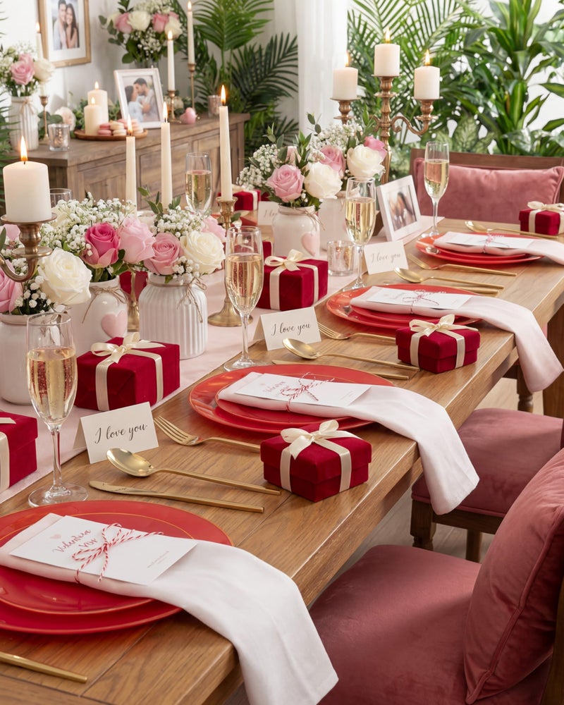 PULOTE 100PCS Red Plastic Plates Disposable Heavy Duty - Include 50 Dinner / 50 Dessert Plates for Party & Christmas - Image 3