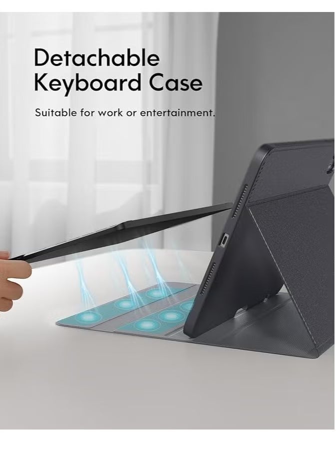 Magnetic Detachable Keyboard,for iPad Pro 11 inch Case with Keyboard (M4) 2024,, with Backlight, 2 Wireless Channels, Touchpad and Pencil Holder,  Black - Image 2