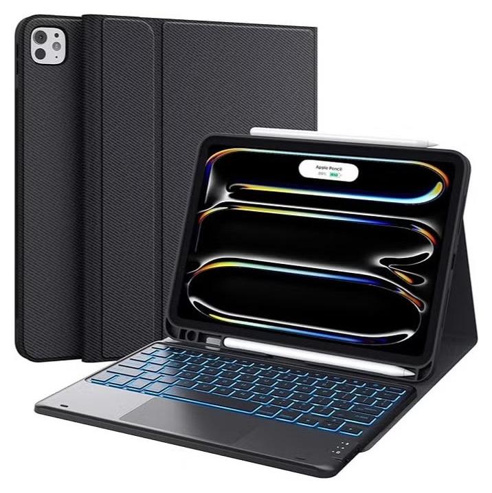 Magnetic Detachable Keyboard,for iPad Pro 11 inch Case with Keyboard (M4) 2024,, with Backlight, 2 Wireless Channels, Touchpad and Pencil Holder,  Black - Image 1