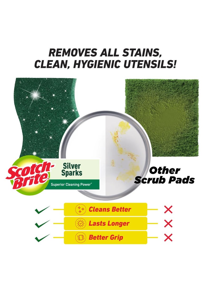 Scotch Brite ScotchBrite Silver Sparks Scrub Pad 275x4 Pack of 6  - Image 2