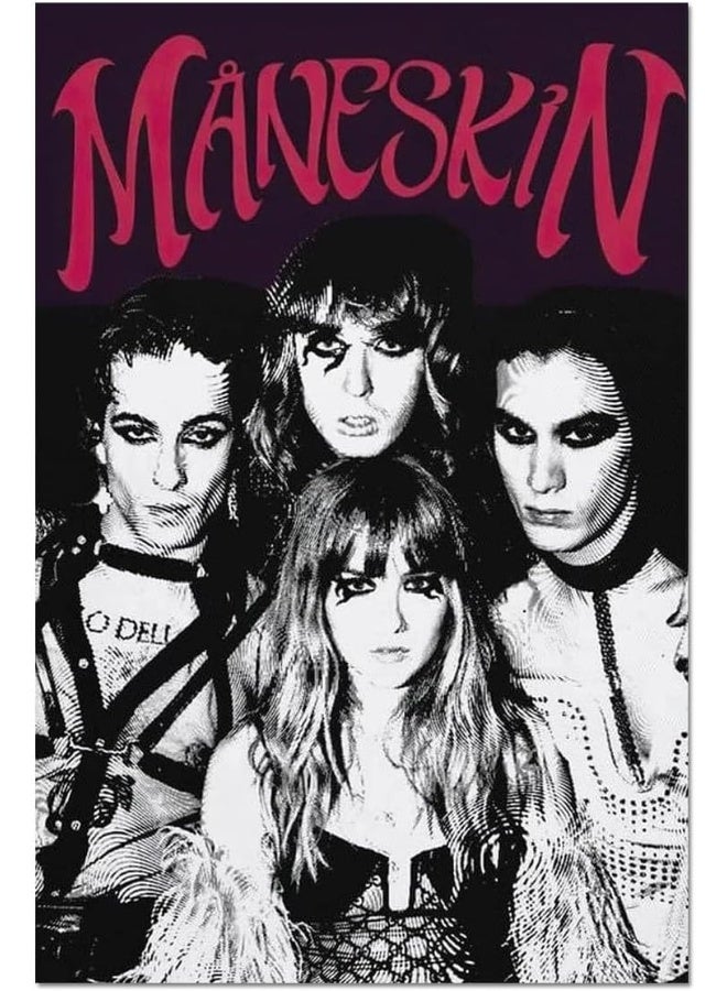 Home Trove Labdip Maneskin Poster Rock Band Poster Music Album Cover Poster Canvas Wall Art Picture Print Modern Family Bedroom Decor Posters Unframed 12X18Inch  - Image 1
