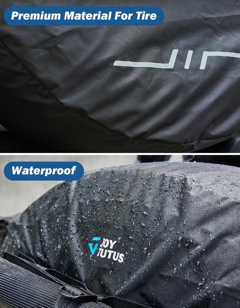 JOYTUTUS Spare Tire Cover with Camera Hole Compatible with Wrangler JK JL, Spare Wheel Cover with Trash Sack, Windproof Dustproof Tire Cover for (17 Inch for Diameter 30"-33") - Image 4