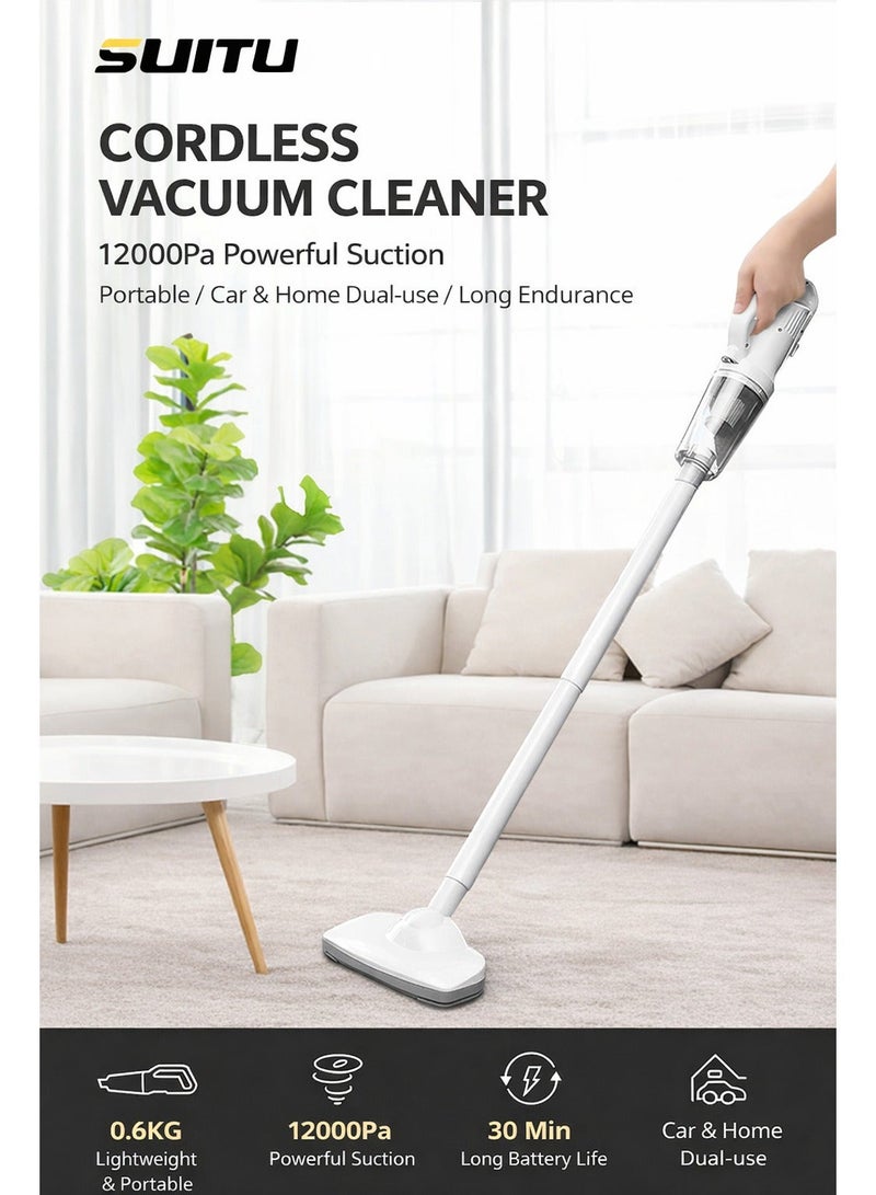 SUITU 4-in-1 Cordless Stick & Handheld Vacuum Cleaner, 120W 12000Pa Powerful Suction, LED Light, Rechargeable Lightweight Vacuum with Washable Filter for Home, Car, Carpet & Pet Hair - Image 5