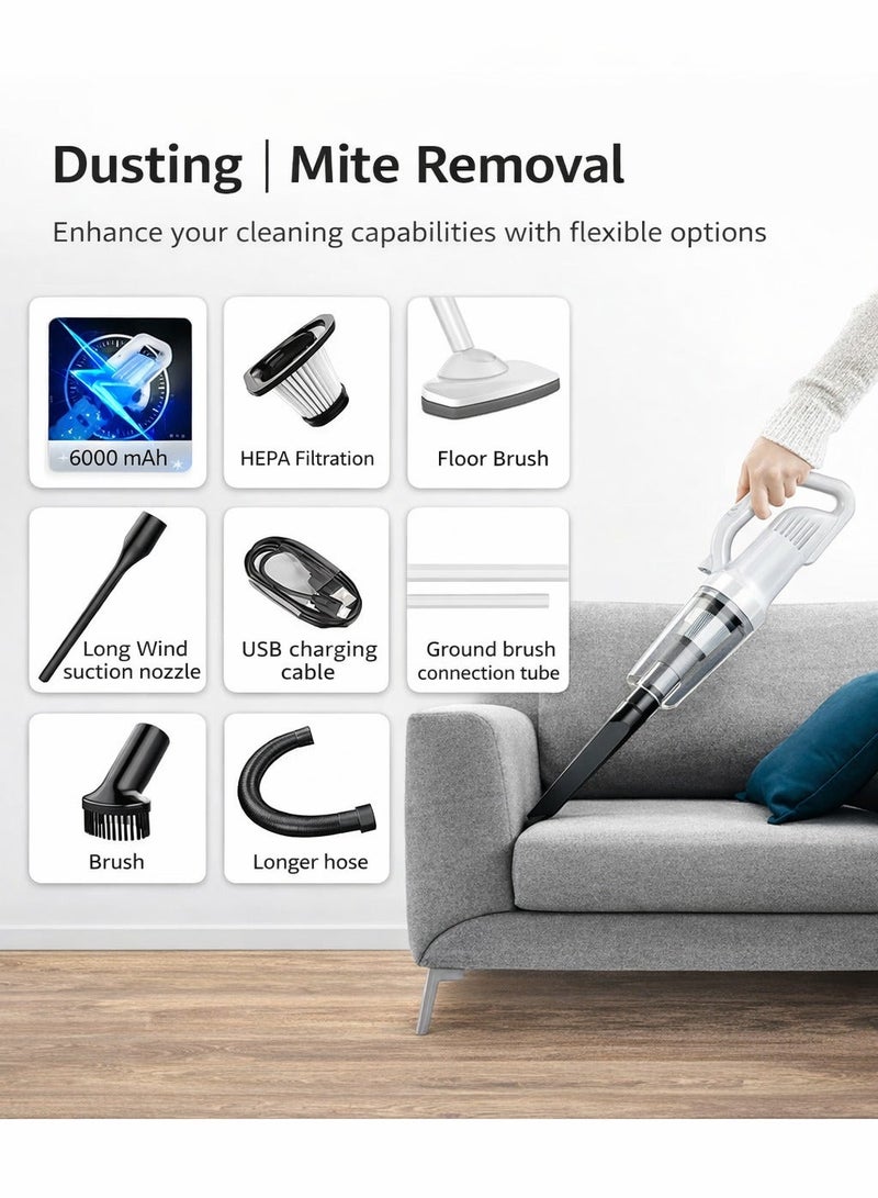 SUITU 4-in-1 Cordless Stick & Handheld Vacuum Cleaner, 120W 12000Pa Powerful Suction, LED Light, Rechargeable Lightweight Vacuum with Washable Filter for Home, Car, Carpet & Pet Hair - Image 2