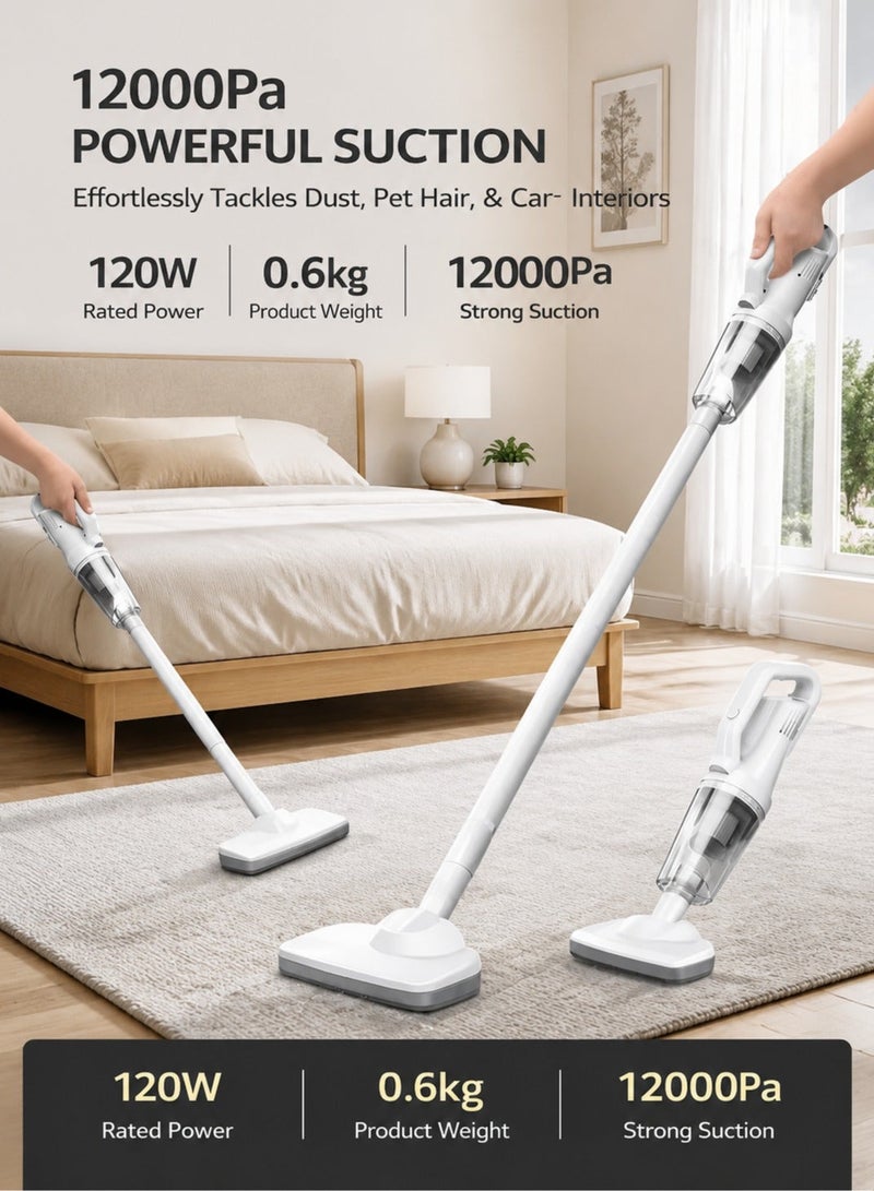 SUITU 4-in-1 Cordless Stick & Handheld Vacuum Cleaner, 120W 12000Pa Powerful Suction, LED Light, Rechargeable Lightweight Vacuum with Washable Filter for Home, Car, Carpet & Pet Hair - Image 5