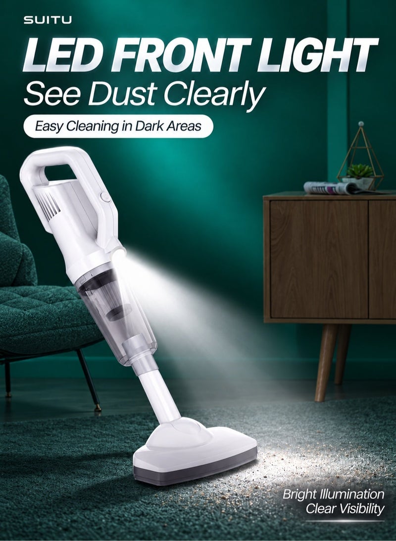 SUITU 4-in-1 Cordless Stick & Handheld Vacuum Cleaner, 120W 12000Pa Powerful Suction, LED Light, Rechargeable Lightweight Vacuum with Washable Filter for Home, Car, Carpet & Pet Hair - Image 4