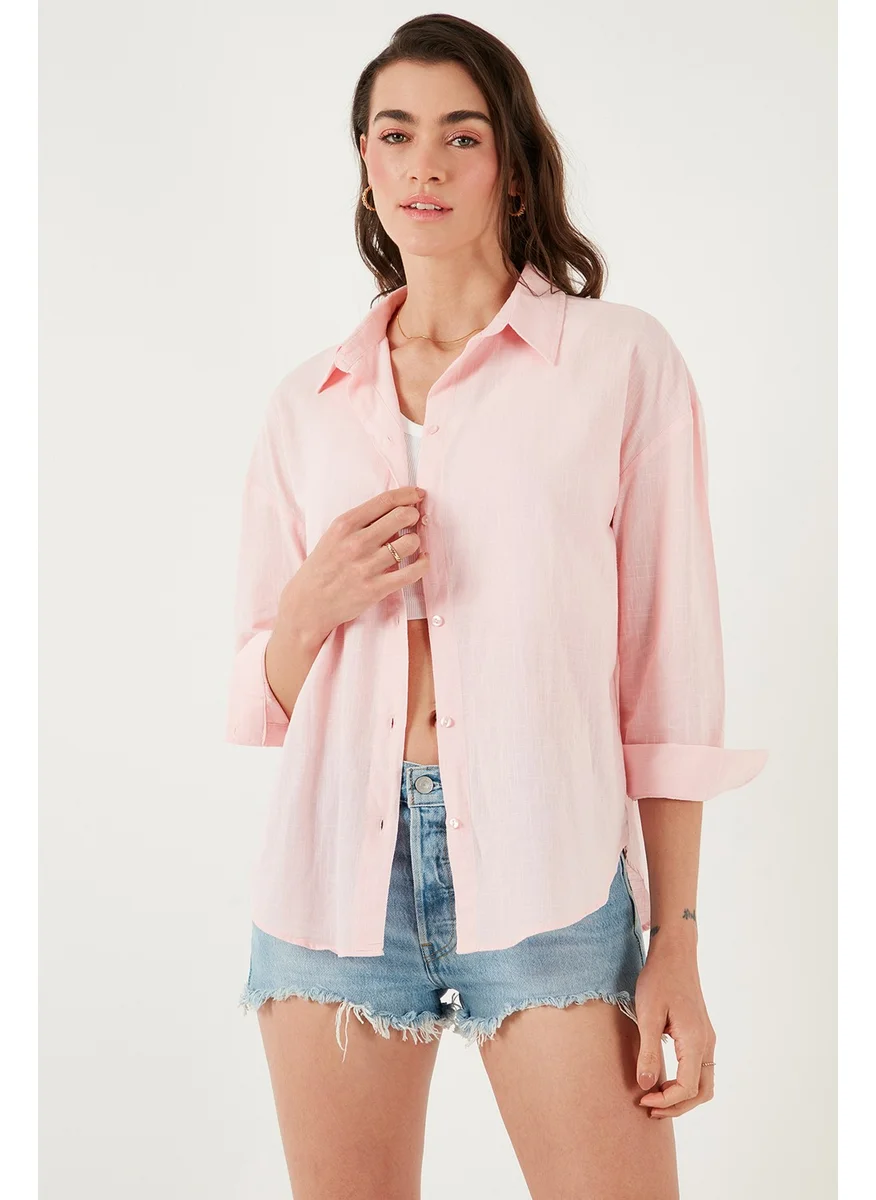 Lela Cotton Regular Fit Long Sleeve Plain Shirt Women's Shirt CF25S168305