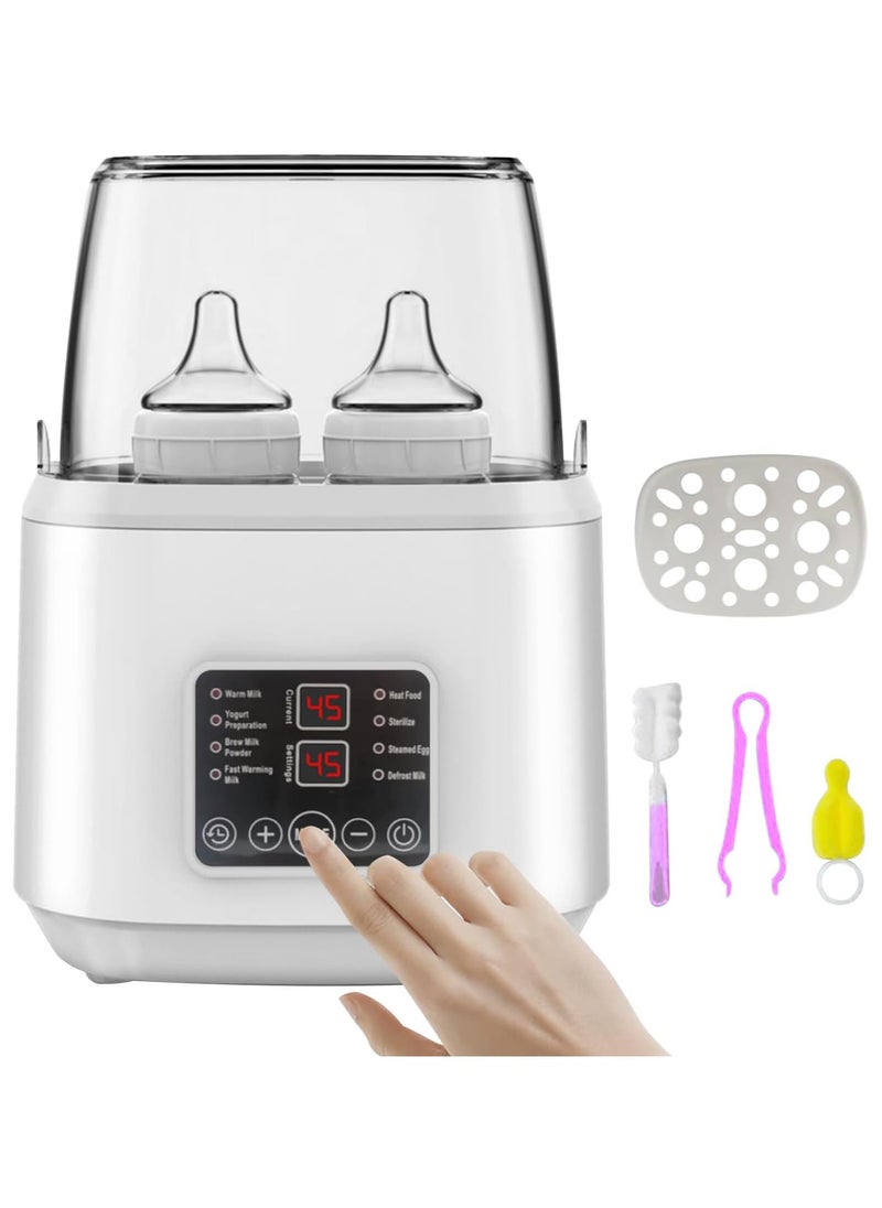 Joshberg - 8 in 1 Baby Bottle Warmer Portable Fast Milk Warmer with Timer and LED Display,Food Heating& Steam Sterilizer with Cleaning Brush,White - Image 1