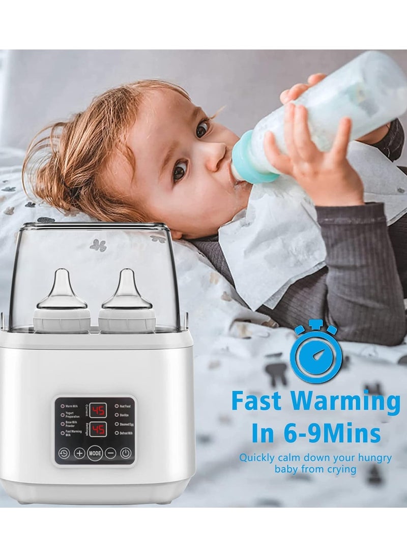 Joshberg - 8 in 1 Baby Bottle Warmer Portable Fast Milk Warmer with Timer and LED Display,Food Heating& Steam Sterilizer with Cleaning Brush,White - Image 1