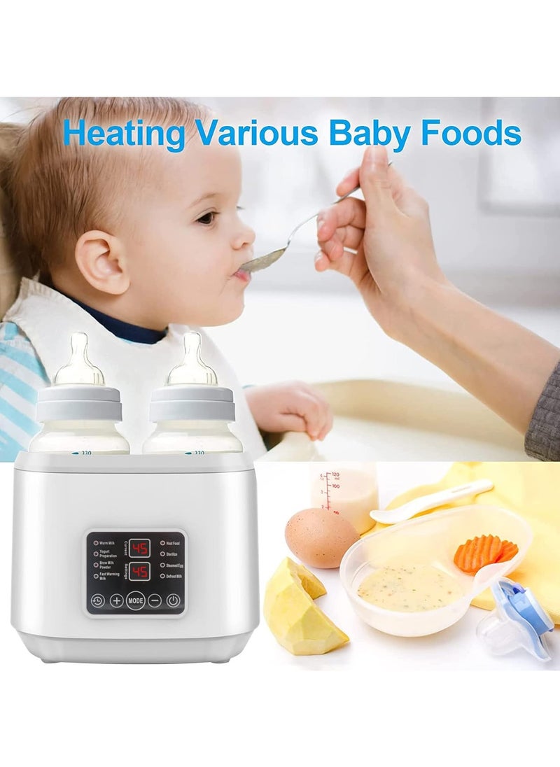 Joshberg - 8 in 1 Baby Bottle Warmer Portable Fast Milk Warmer with Timer and LED Display,Food Heating& Steam Sterilizer with Cleaning Brush,White - Image 1