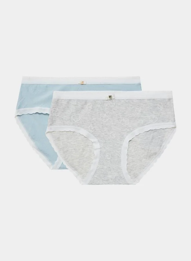 Styli Styli Pack of 2 - Girls Contrast Trim Briefs