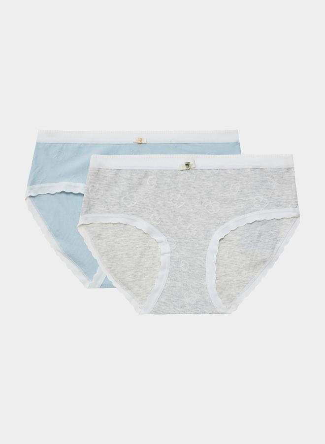 Styli Pack Of 2 - Girls Contrast Trim Briefs - Image 1