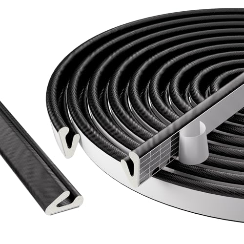 MUSRCYIO 19.7 Ft V-Shape Thin Weather Stripping Door Seal Strip for Doors Frame,Self Adhesive Foam Tape Weatherstripping Door Insulation Winter,Door Soundproof Gap Filler Sealing Strip,Black - Image 1