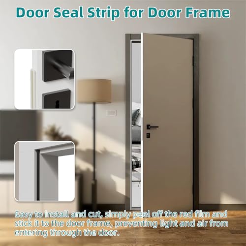 MUSRCYIO 19.7 Ft V-Shape Thin Weather Stripping Door Seal Strip for Doors Frame,Self Adhesive Foam Tape Weatherstripping Door Insulation Winter,Door Soundproof Gap Filler Sealing Strip,Black - Image 5
