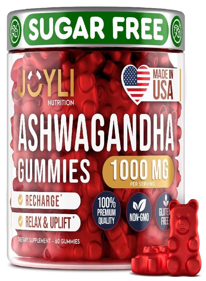 JOYLI NUTRITION Ashwagandha Gummies for Women And Men - Natural Calm Gummies with Ashwagandha Root Extract Vitamin C Zinc - Ashwagandha Herbal Supplement for Sleep Stress Balance - 60 Vegan Sugar Free Chews  - Image 1