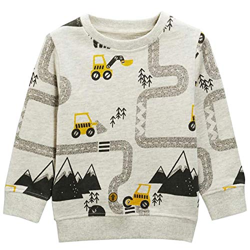 Bumeex Toddler Boys Sweatshirts Clothes,Cotton Crewneck Long Sleeve Shirt Outfits Excavator 4T - Image 2