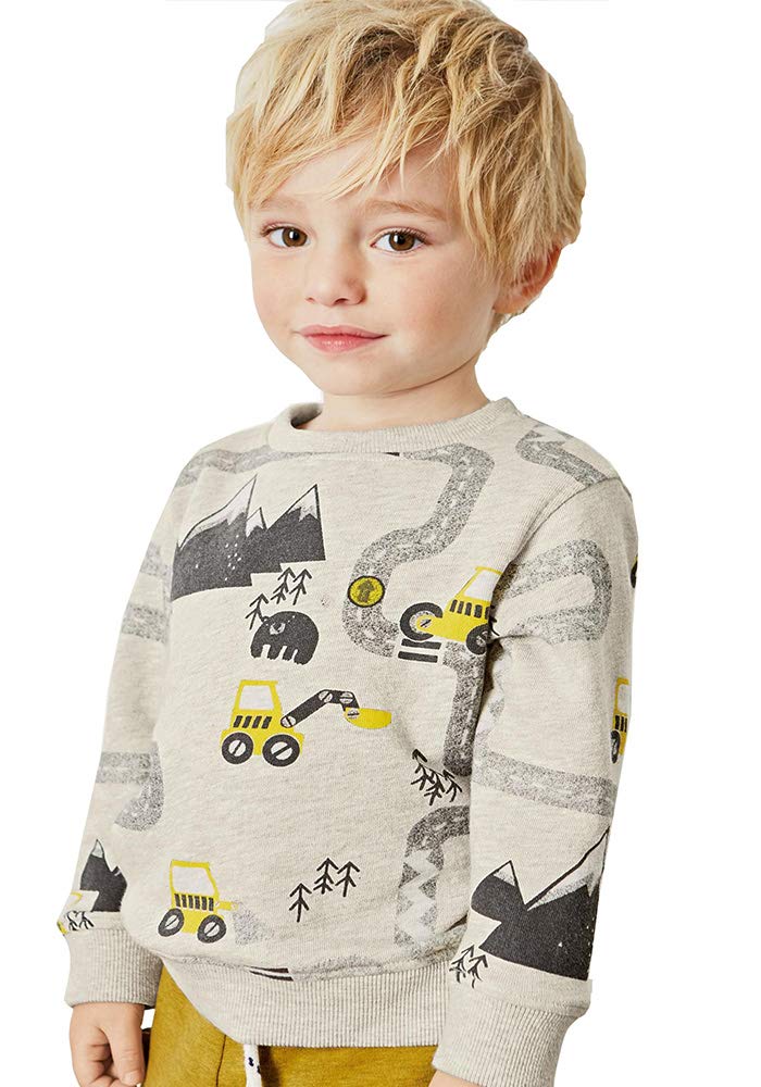 Bumeex Toddler Boys Sweatshirts Clothes,Cotton Crewneck Long Sleeve Shirt Outfits Excavator 4T - Image 5