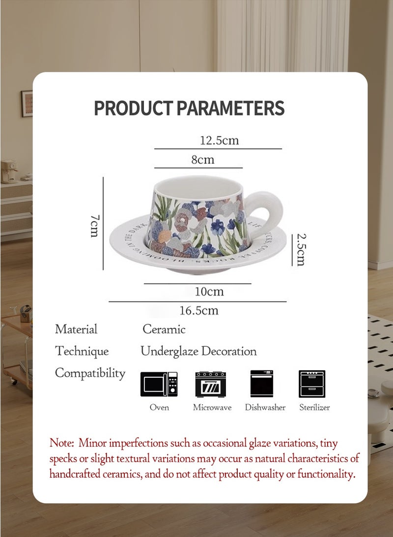 BEIRUI Luxury Ceramic Coffee Cup Set with Matching Saucers - Elegant Vintage-Inspired Design for Home, Office, Café and Hotel Use - Image 3