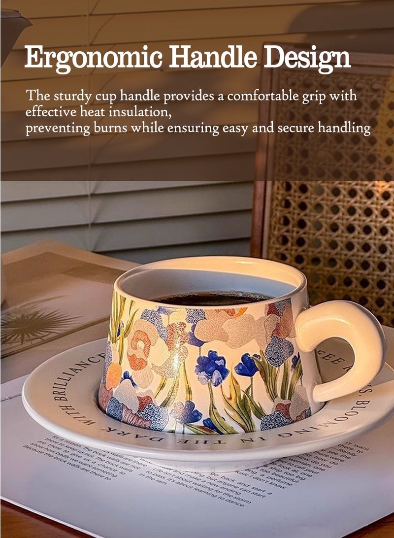 BEIRUI Luxury Ceramic Coffee Cup Set with Matching Saucers - Elegant Vintage-Inspired Design for Home, Office, Café and Hotel Use - Image 5