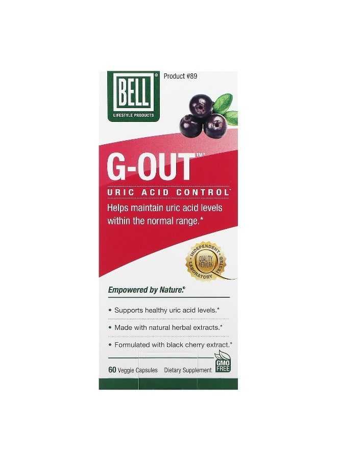 Bell Lifestyle Bell Lifestyle, G-Out, Uric Acid Control, 60 Veggie Capsules  - Image 1