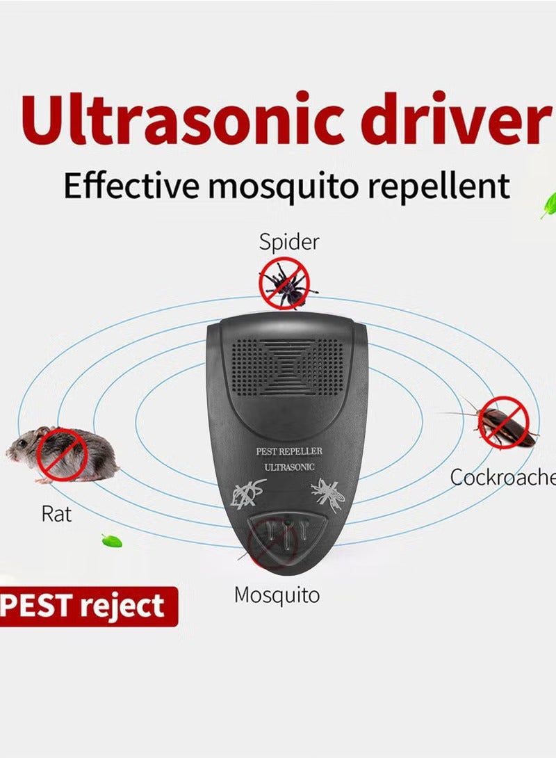 Pest Reject Ultrasonic Pest Repeller, Electronic Plug in Pest Control, Anti Rat/Spiders/Ants/Bat/Bed Bugs/Mosquitoes/Roaches/Wasps, Indoor Use, Pest repellent. （black, 1 pcs） - Image 1
