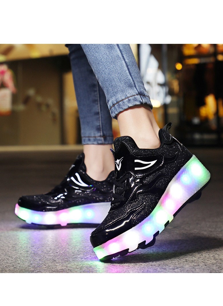 xppier LED Flash Light Fashion Shiny Sneaker Skate Shoes With Wheels And Lightning Sole  - Image 4