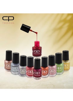 CP Trendies Nail Polish Kit 10 Pcs Colors Pack No - 4 | Assorted Color | Nail Enamel | Nail Polish Glitter Gel Nail Art Starter Kit Beauty Gifts Set for Women Girls  - Image 4
