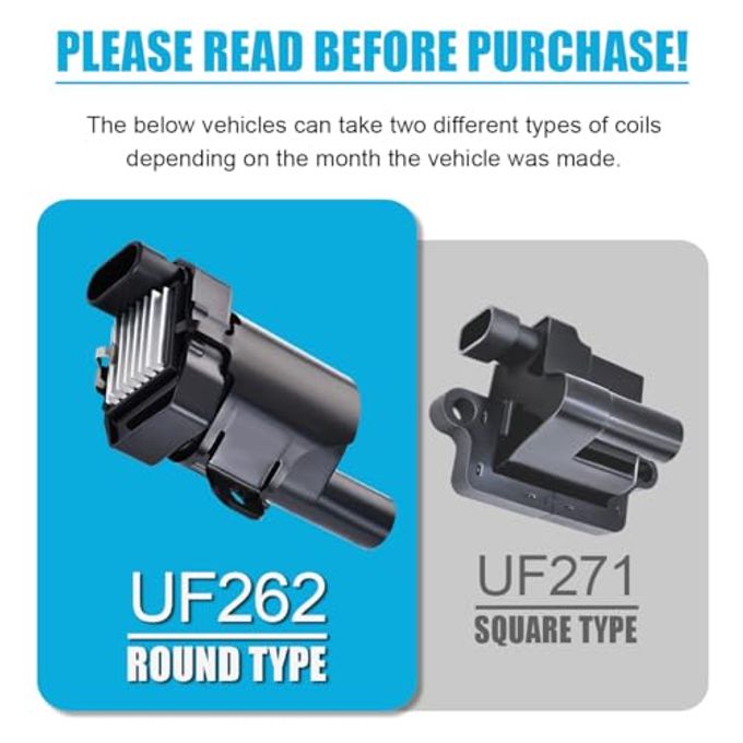 MAS Set of 8 Round Ignition Coils Pack Compatible with Chevy GMC Silverado 1500 2500 Tahoe Suburban Express Sierra Savana Yukon XL Escalade V8 Replacement For D585 C1251 19005218 UF262 - Image 3